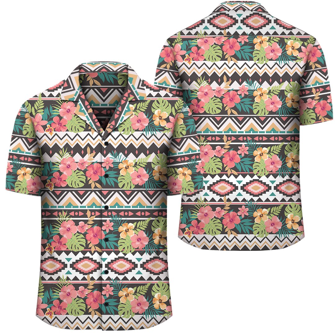Hawaii Hibiscus Ethnic Mix Tropical Flower Hawaiian Shirt