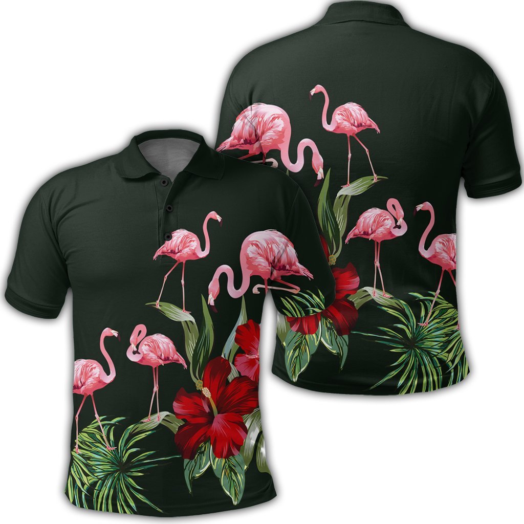 Hawaii Hibiscus Flamingo Polo Shirt - AH