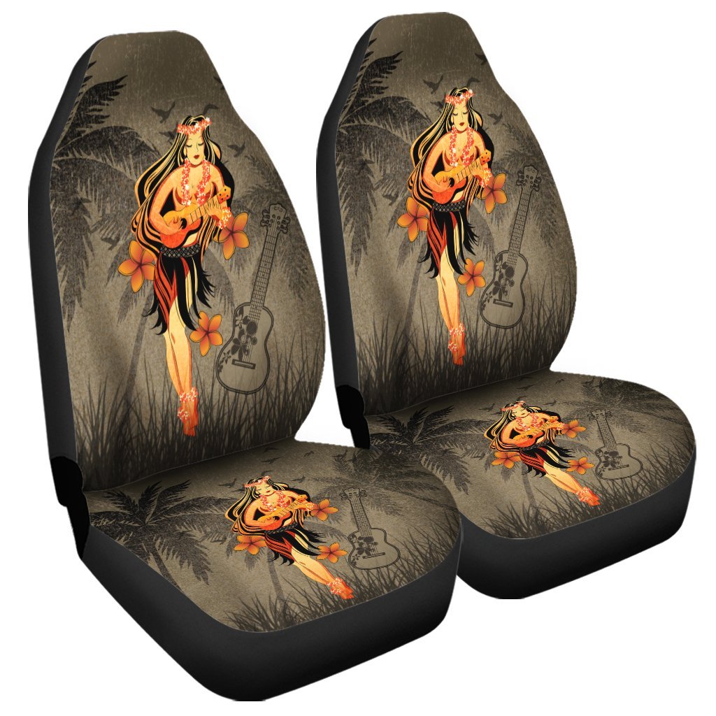Hawaii Hula Girl Ukulele Plumeria Car Seat Covers AH