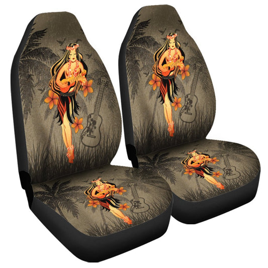 Hawaii Hula Girl Ukulele Plumeria Car Seat Covers AH