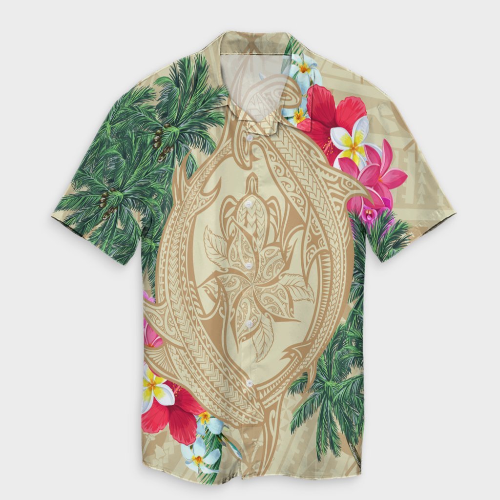 Hawaii Kanaka Maoli Palm Trees Turtle And Sharks Hawaiian Shirt - AH