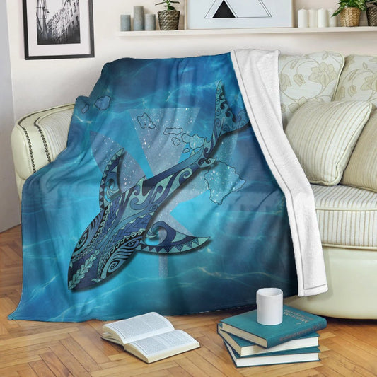 Hawaii Map Kanaka Galaxy Shark Premium Blankets AH