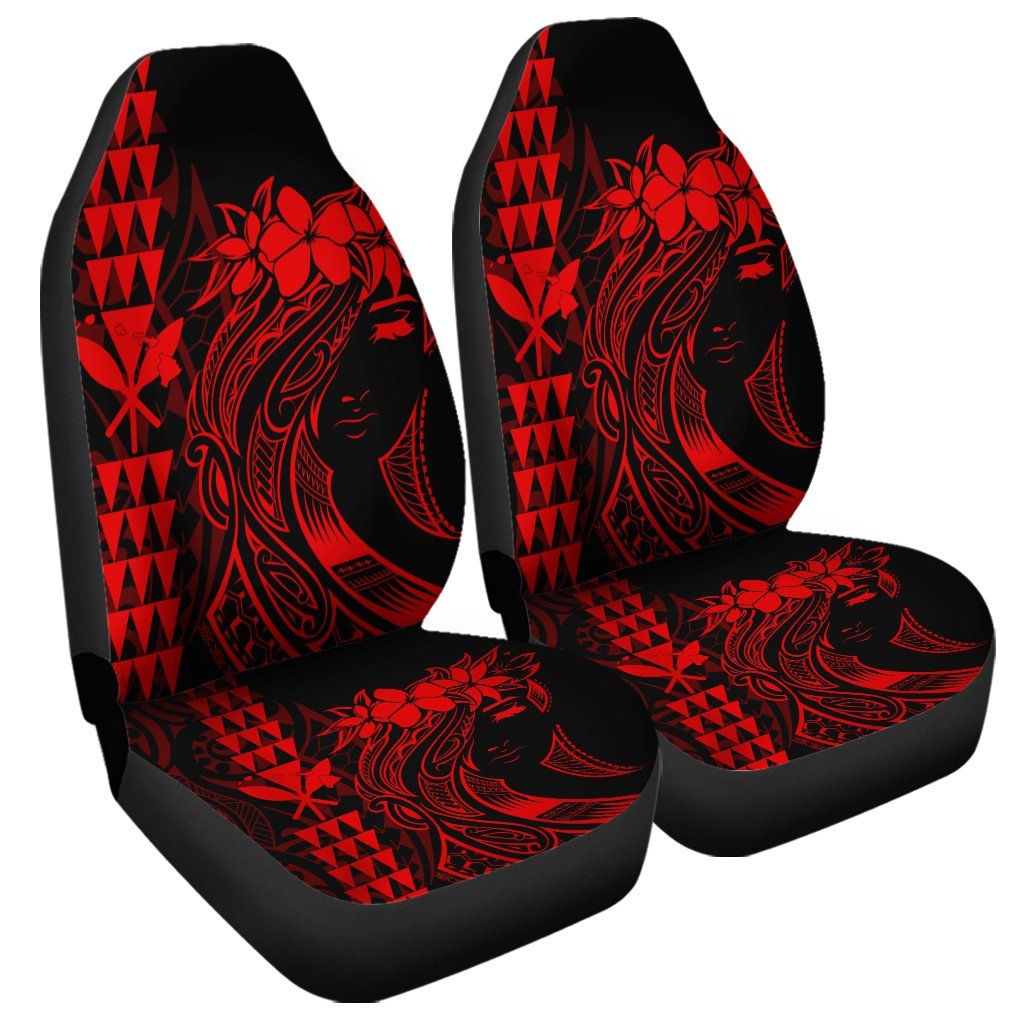Hawaii Map Kanaka Polynesian Hula Girl Car Seat Covers Red AH J5R