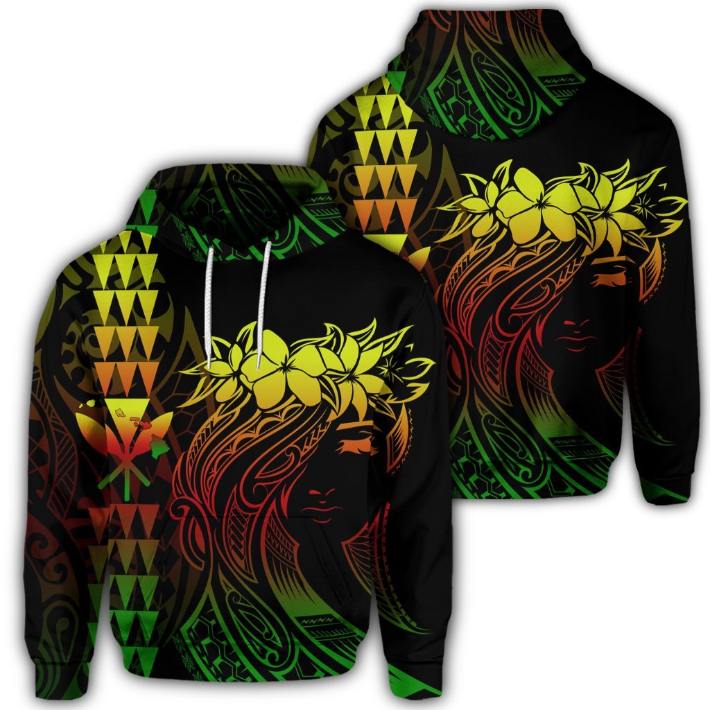 Hawaiian Map Kanaka Polynesian Hula Girl Hoodie Reggae AH J5R
