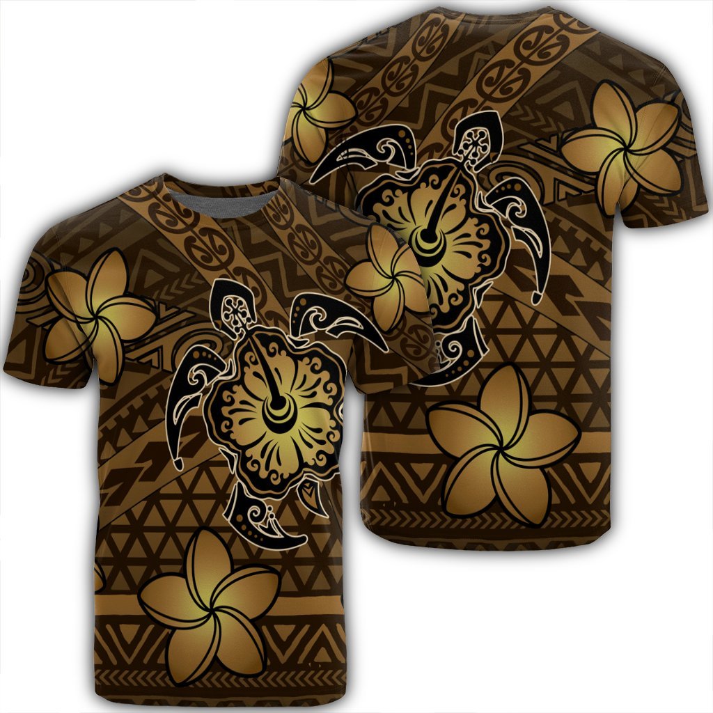 Hawaii Mix Polynesian Turtle Plumeria T Shirt AH Nick Style Brown
