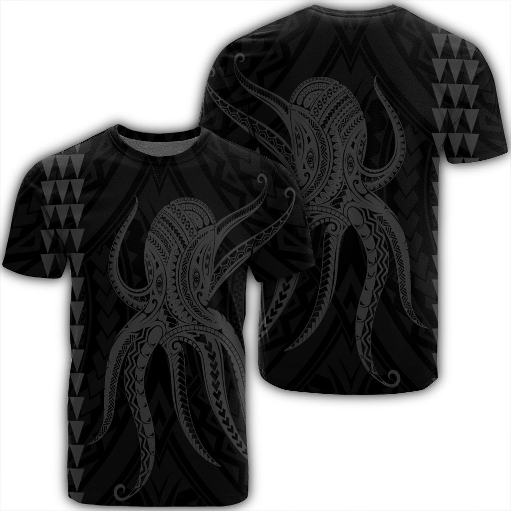 Hawaii Octopus KaKau Polynesian T Shirt Gray AH