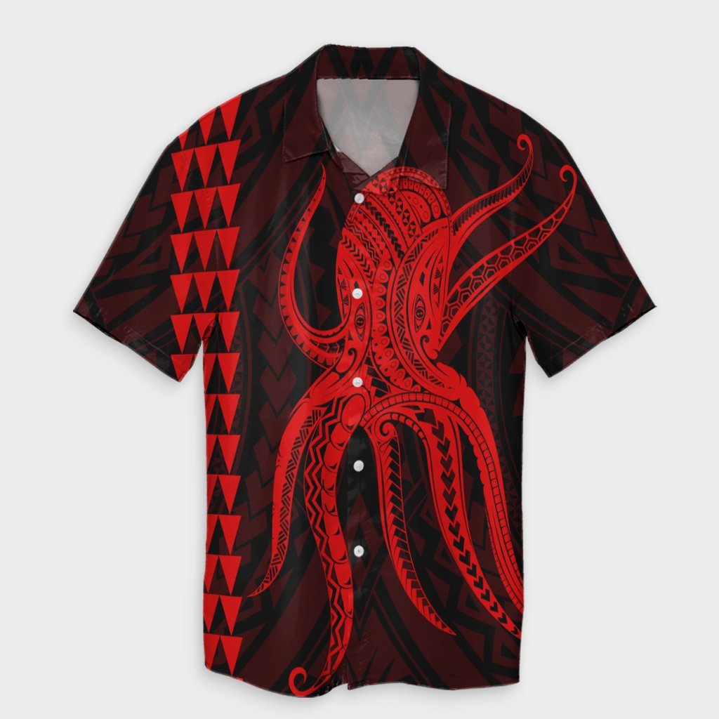 Hawaii Octopus KaKau Polynesian Hawaiian Shirt - Red - AH