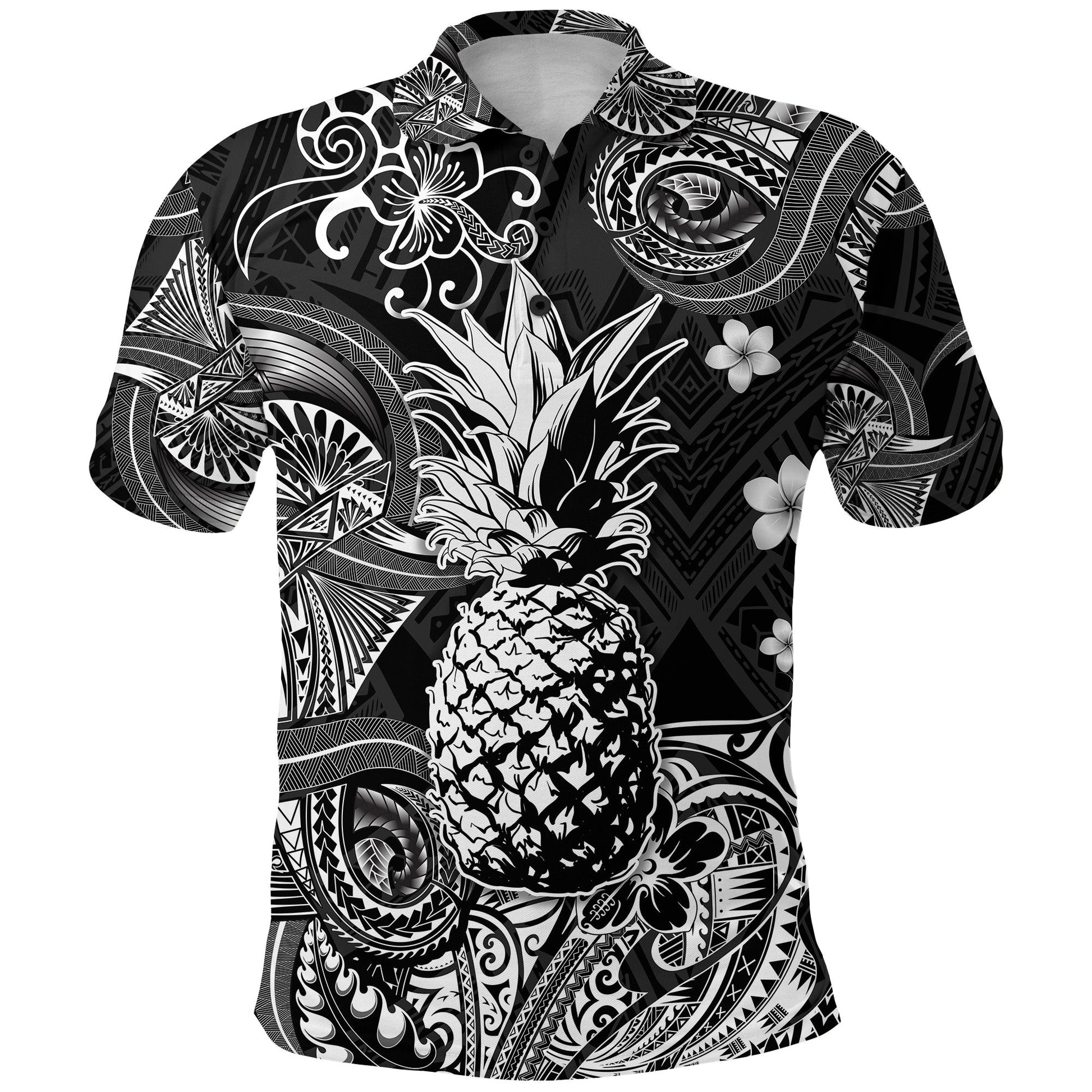 Hawaii Pineapple Polynesian Polo Shirt Unique Style - Black