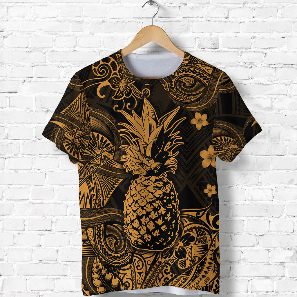 Hawaii Pineapple Polynesian T Shirt Unique Style - Gold