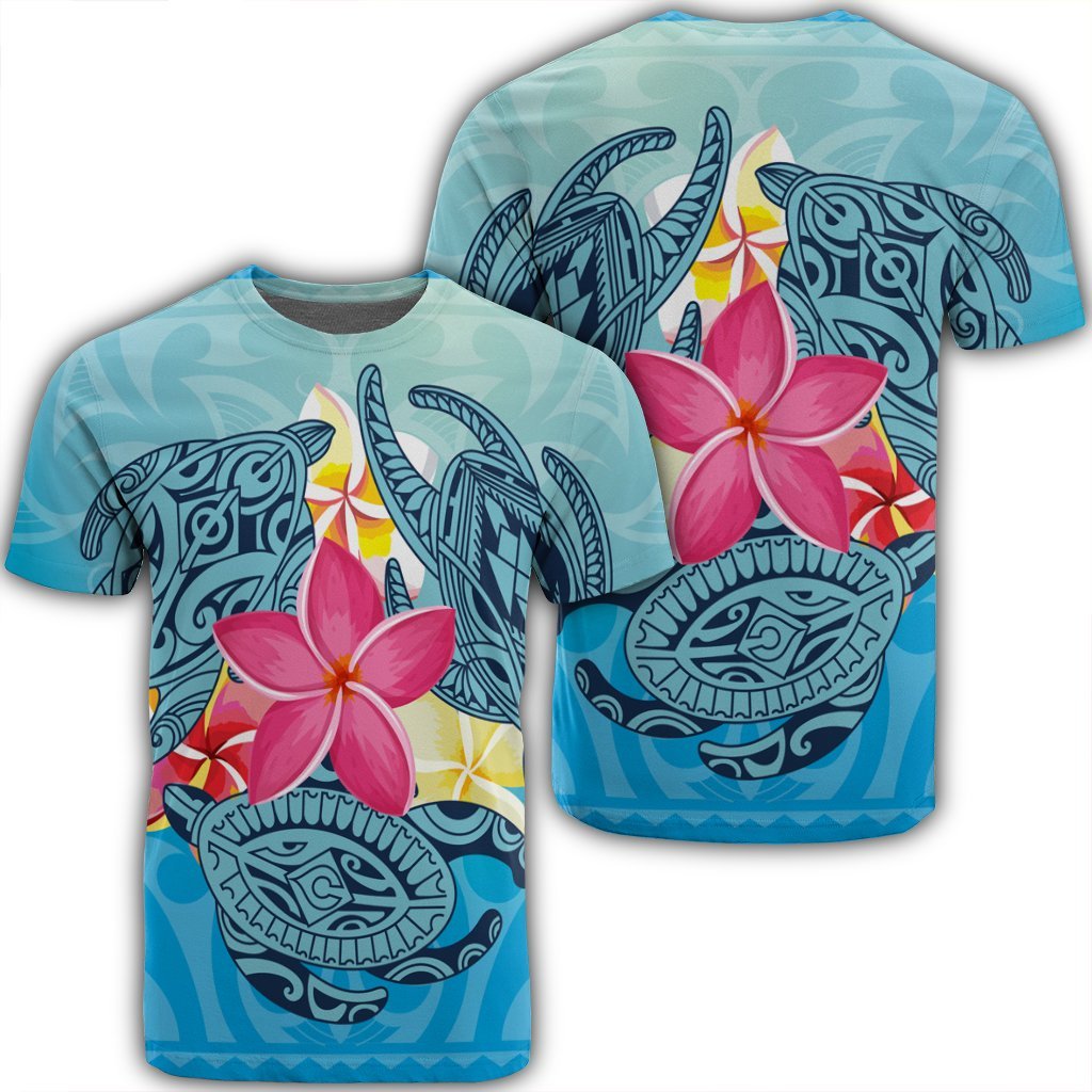 Hawaii Plumeria Deep Sea Circle Turtle T - Shirt - Ah