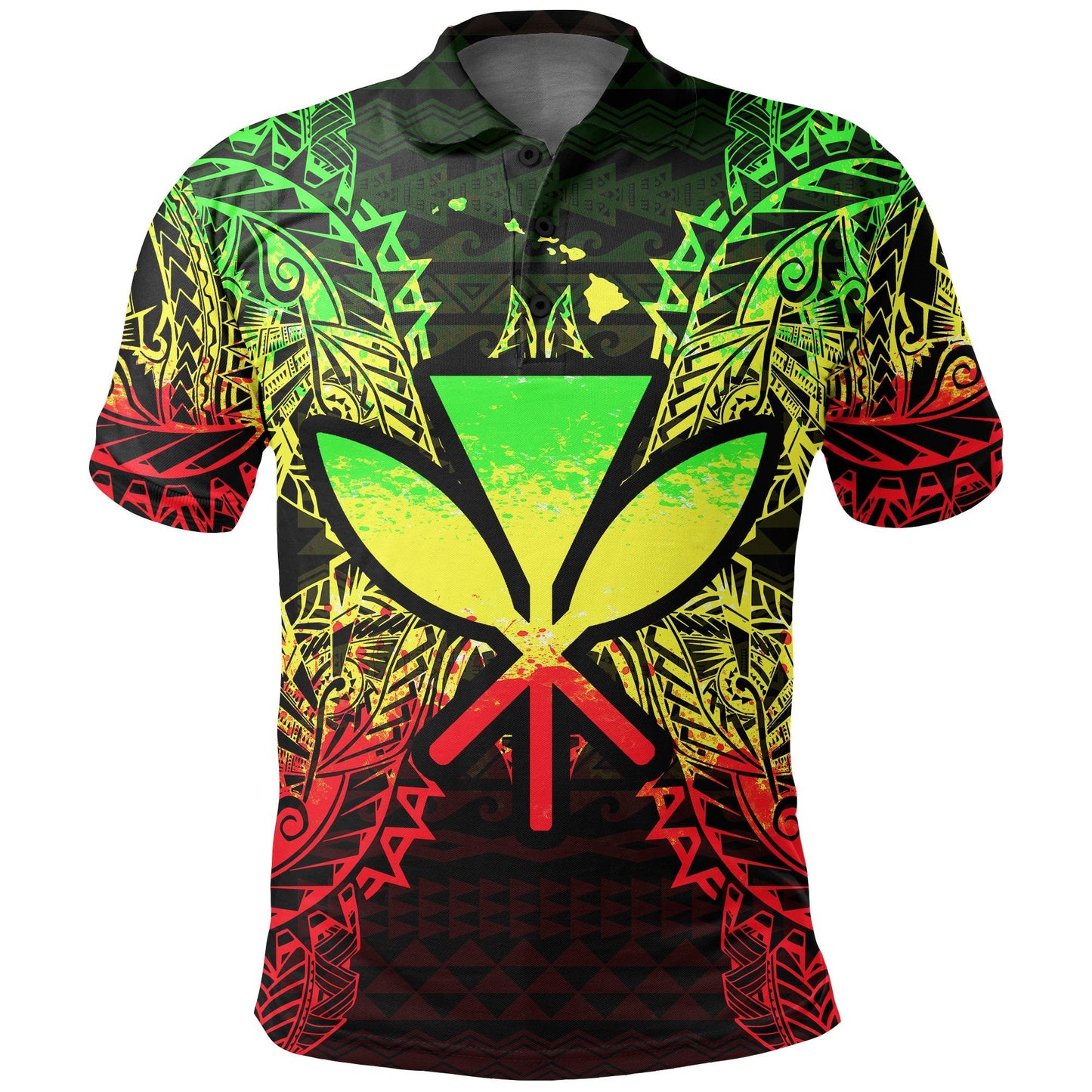 Hawaii Polo Shirt - Polynesia Kanaka Maoli Map Reggae
