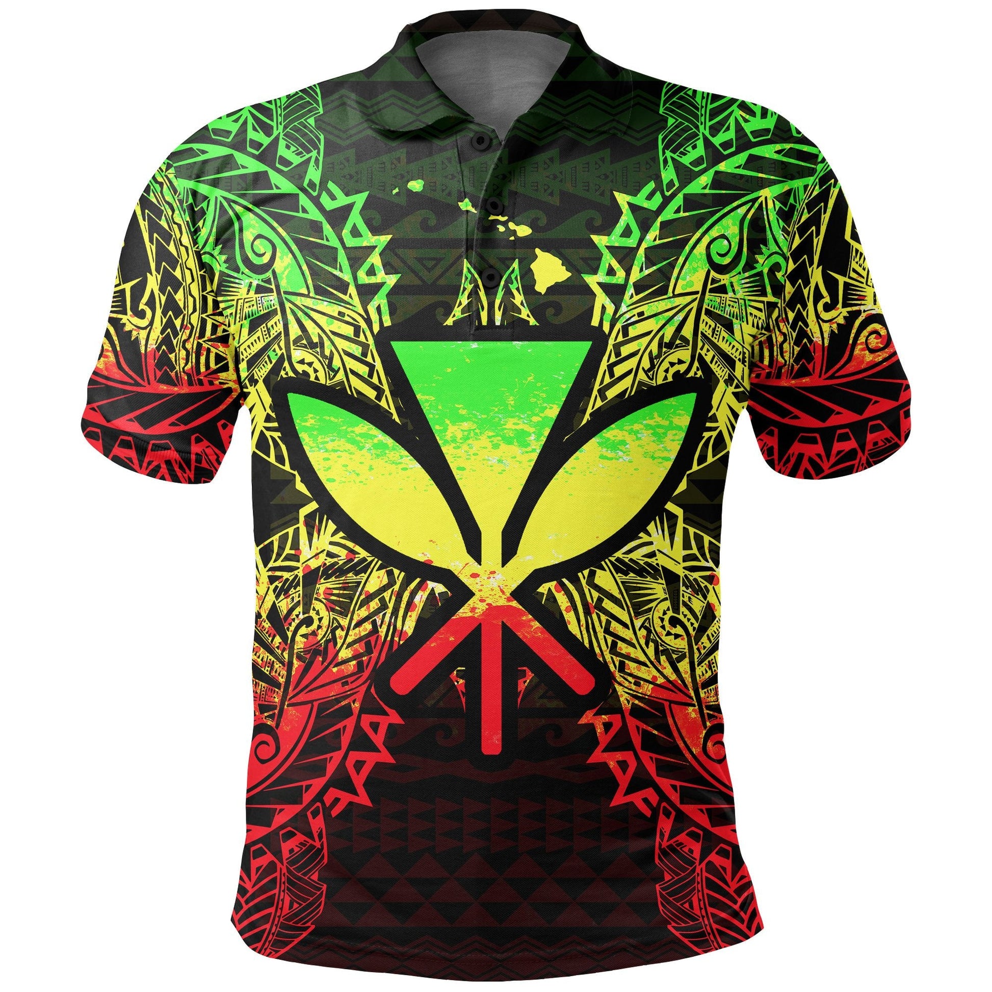 Hawaii Polo Shirt - Polynesia Kanaka Maoli Map Reggae