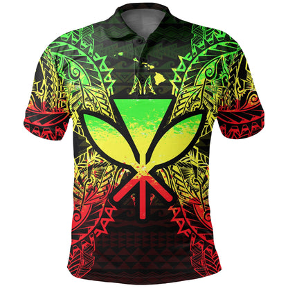 Hawaii Polo Shirt - Polynesia Kanaka Maoli Map Reggae