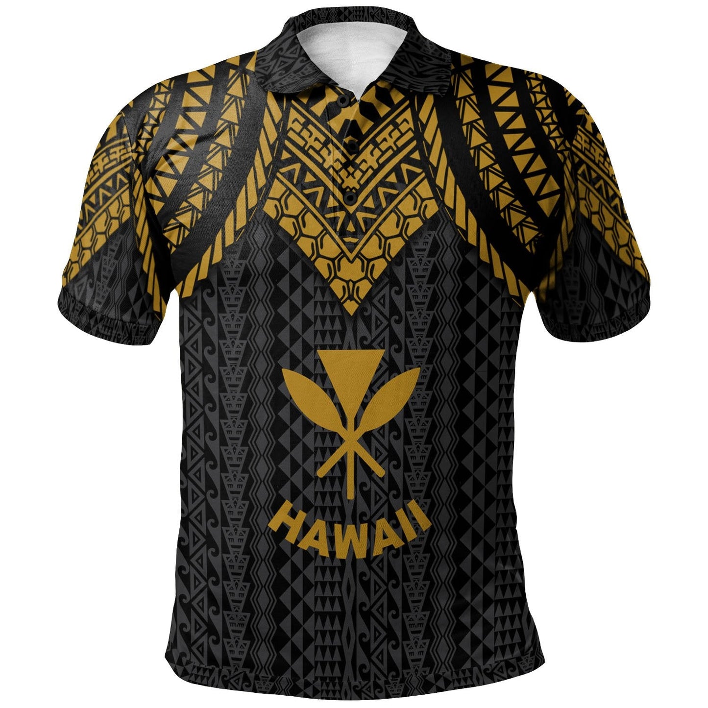 Hawaii Polo Shirt - Polynesian Armor Style Gold