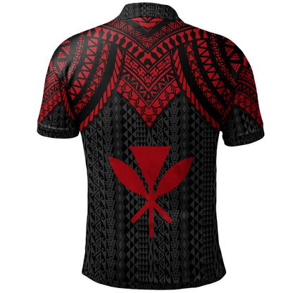 Hawaii Polo Shirt - Polynesian Armor Style Red