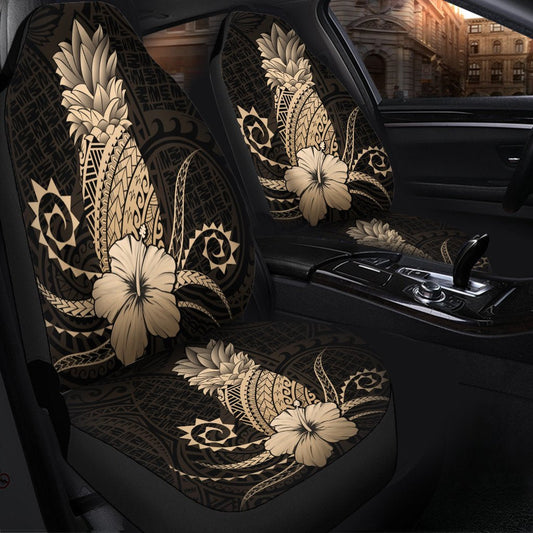 Hawaii Polynesian Pineapple Hibiscus Car Seat Covers Gold AH