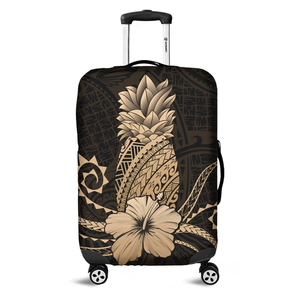 Hawaii Polynesian Pineapple Hibiscus Luggage Covers Gold AH