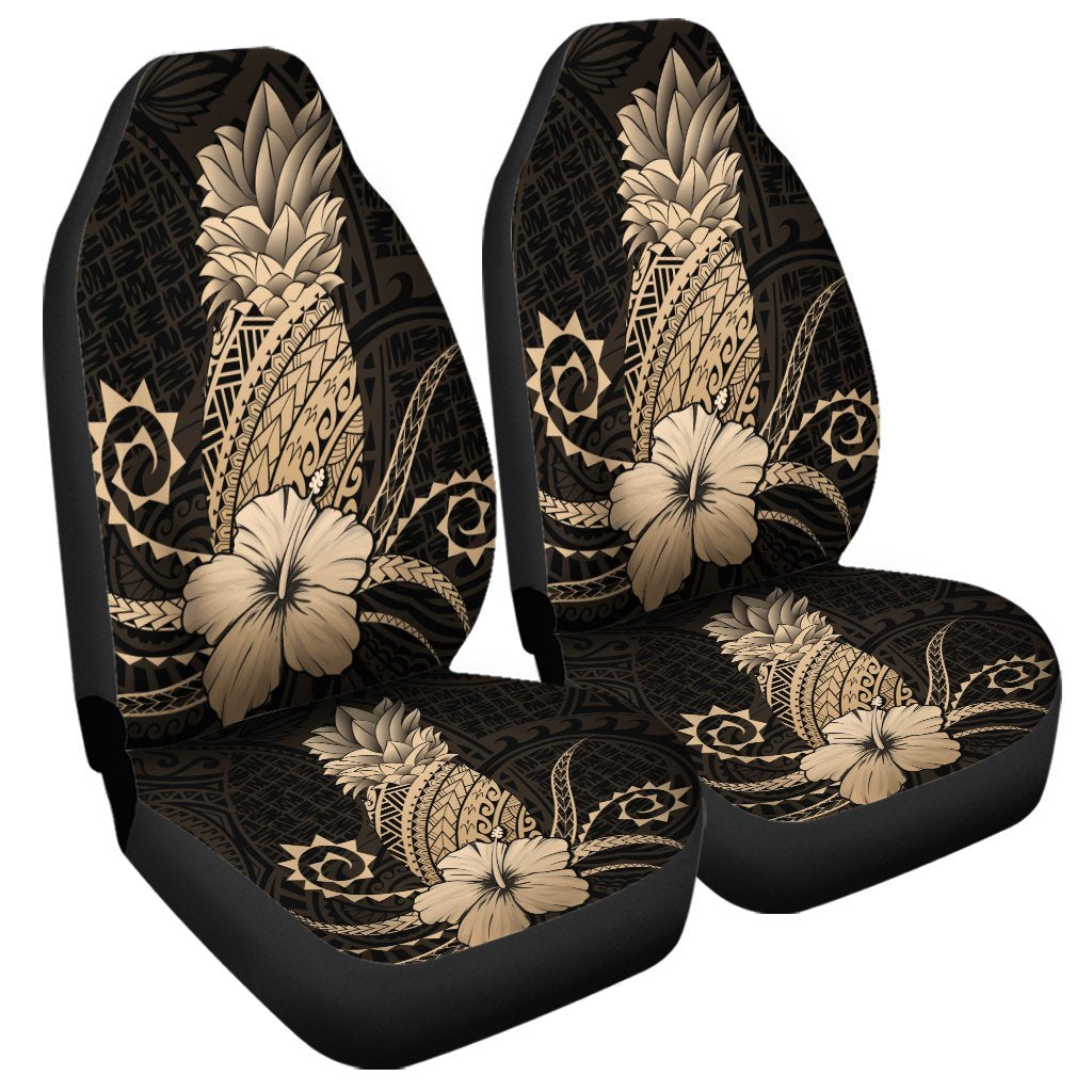 Hawaii Polynesian Pineapple Hibiscus Car Seat Covers Gold AH