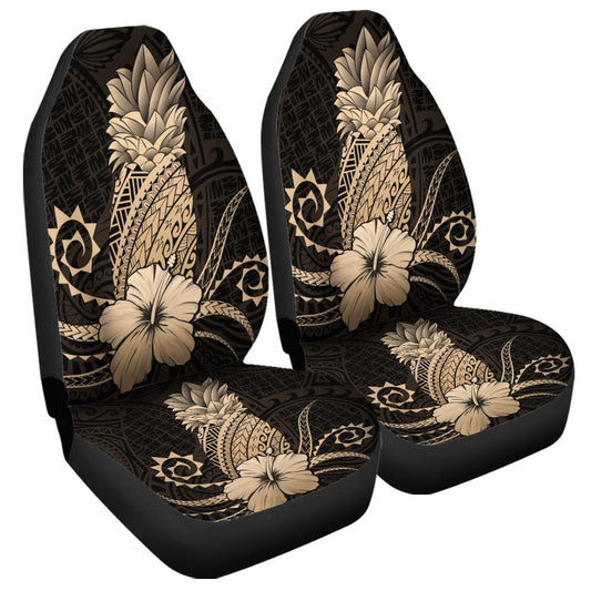 Hawaii Polynesian Pineapple Hibiscus Car Seat Covers Gold AH