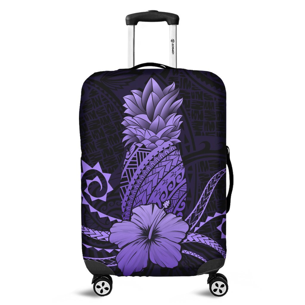 Hawaii Polynesian Pineapple Hibiscus Luggage Covers Purple AH
