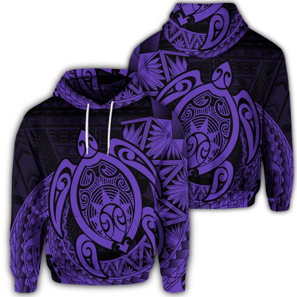 Hawaiian Polynesian Turtle Hoodie Purple