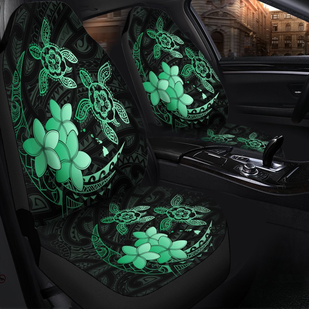 Hawaii Polynesian Turtle Plumeria Car Seat Covers Pog Style Green AH