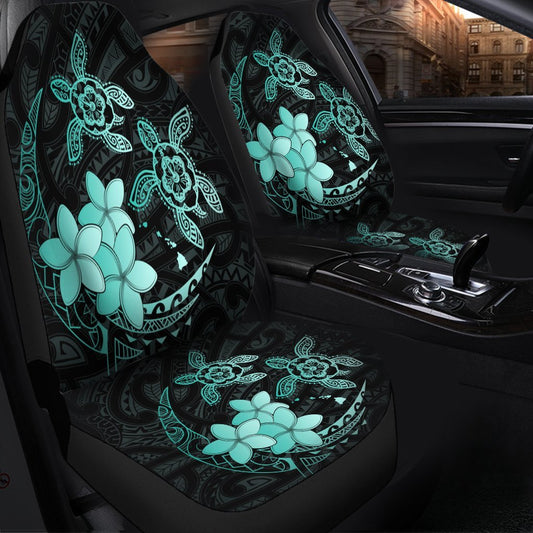 Hawaii Polynesian Turtle Plumeria Car Seat Covers Pog Style Turquoise AH