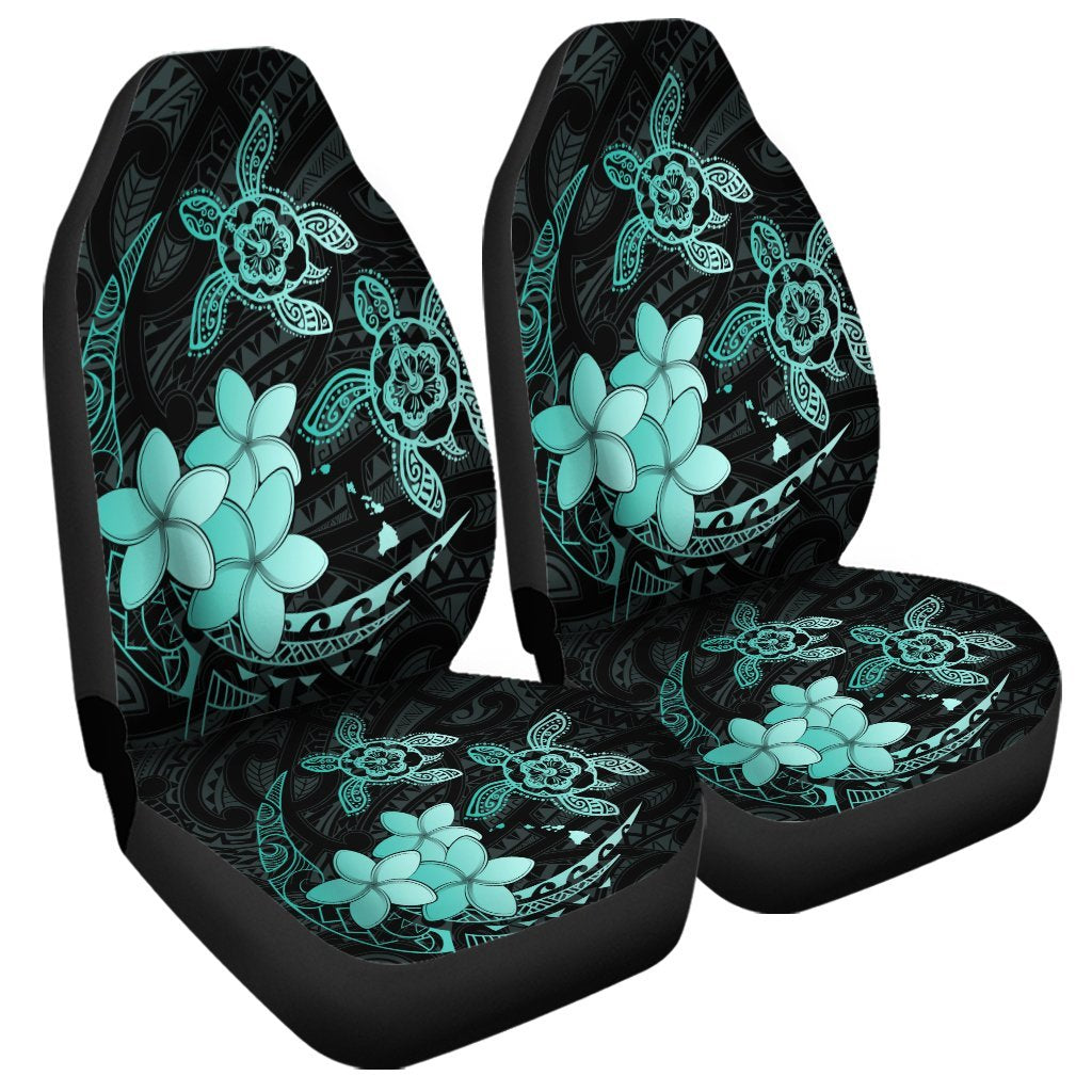 Hawaii Polynesian Turtle Plumeria Car Seat Covers Pog Style Turquoise AH