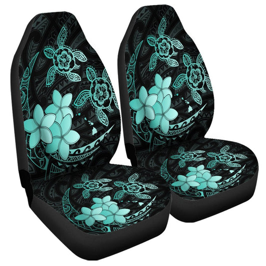 Hawaii Polynesian Turtle Plumeria Car Seat Covers Pog Style Turquoise AH