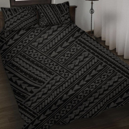 Hawaii Quilt Bed Set Polynesia Nation Gray AH