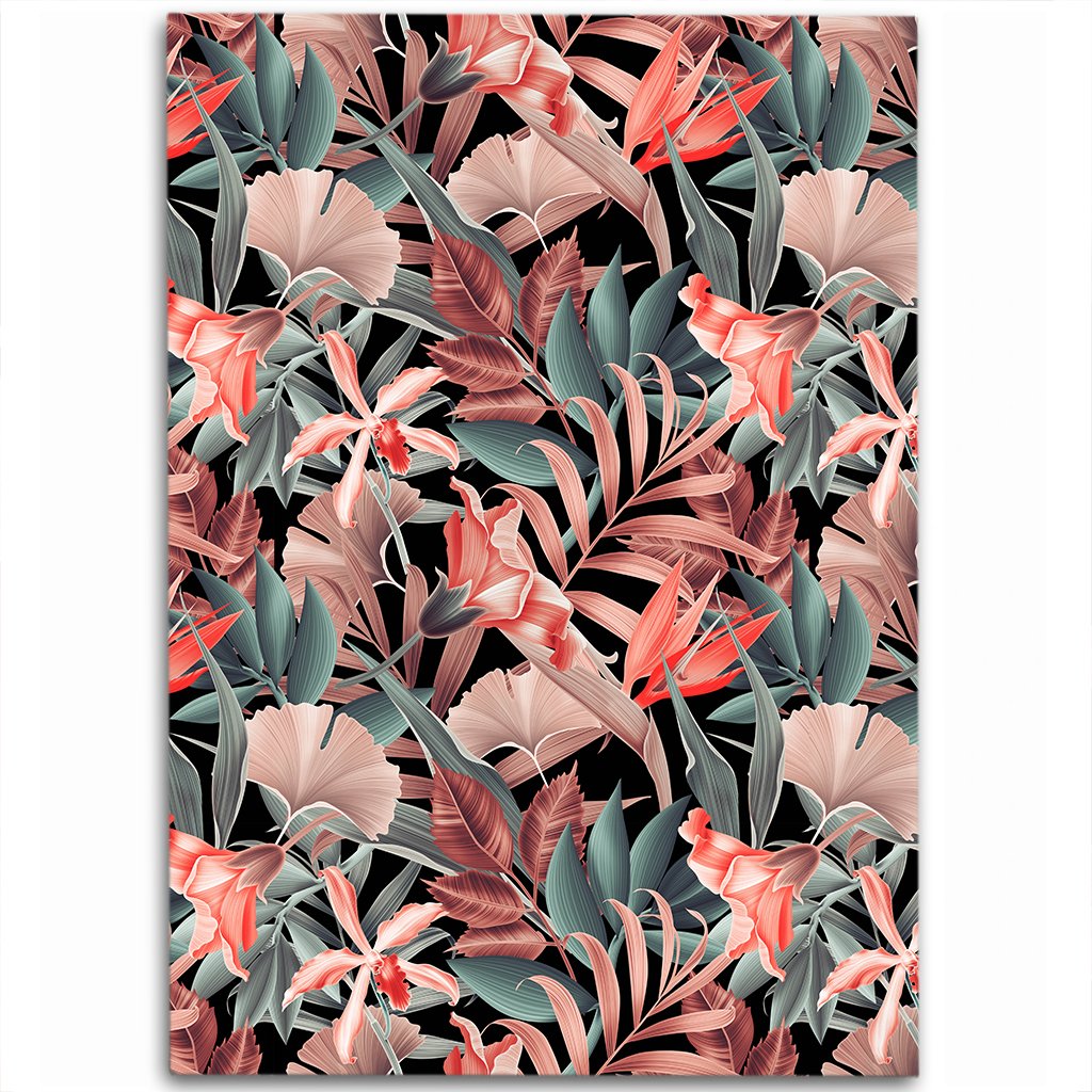 Hawaii Seamless Tropical Flower Plant Leaf Pattern Background Retro Botanical Style Area Rug AH