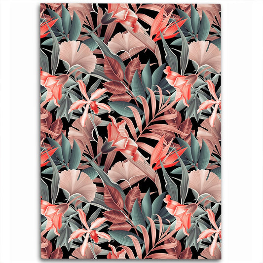 Hawaii Seamless Tropical Flower Plant Leaf Pattern Background Retro Botanical Style Area Rug AH