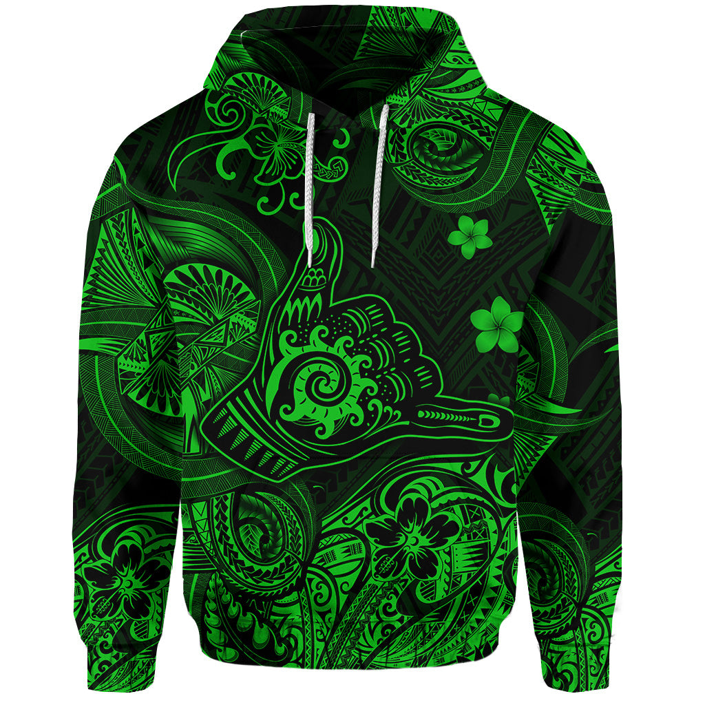 ( Personalised) Hawaii Shaka Polynesian Hoodie Unique Style Green