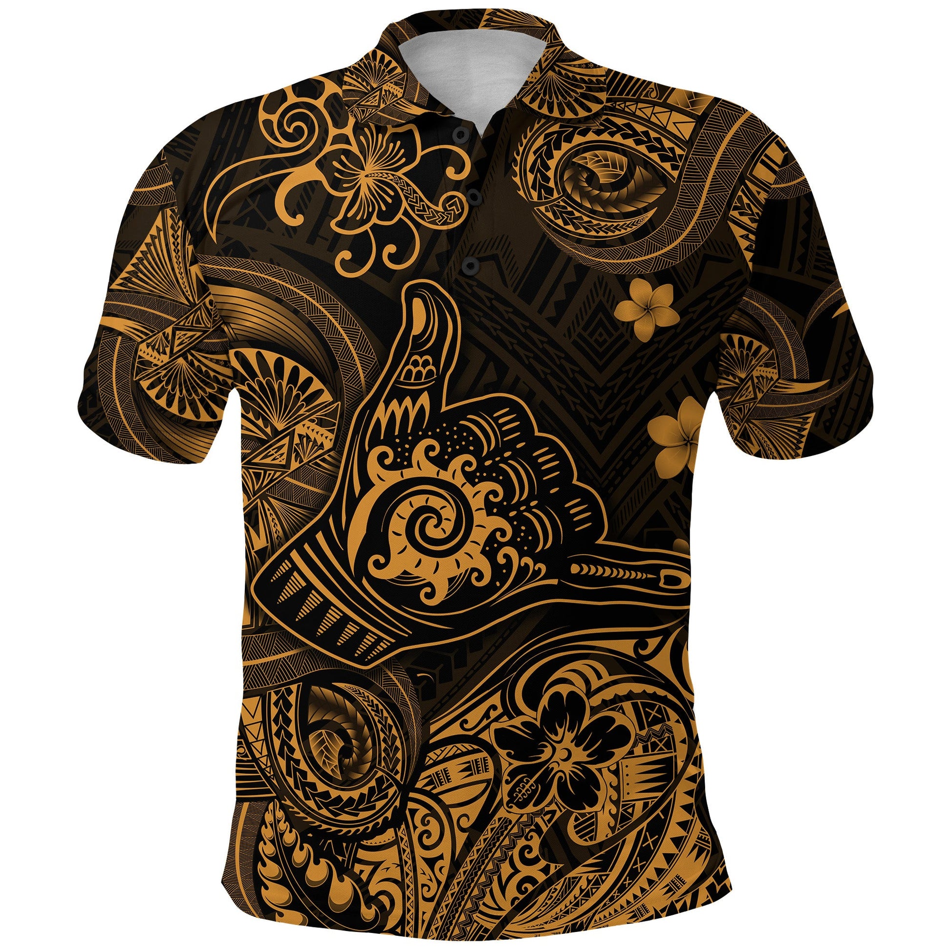 Hawaii Shaka Polynesian Polo Shirt Unique Style - Gold