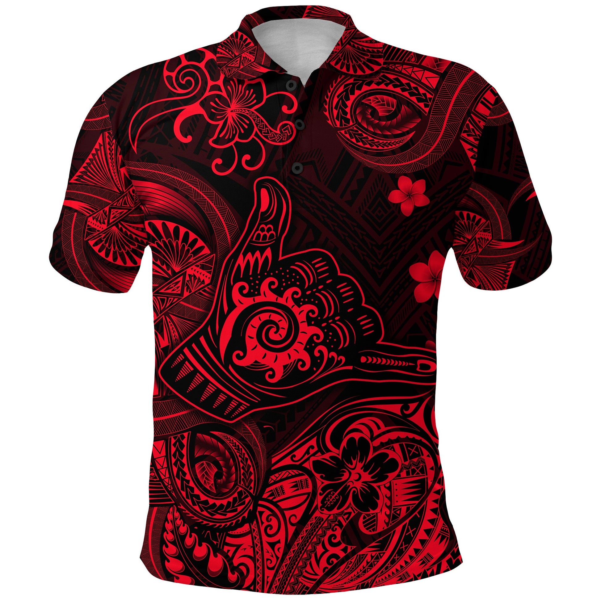 Hawaii Shaka Polynesian Polo Shirt Unique Style - Red