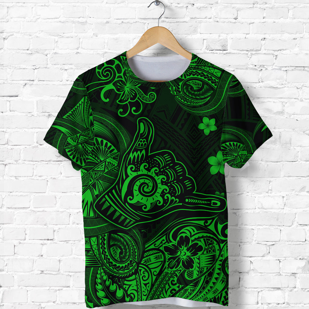 Hawaii Shaka Polynesian T Shirt Unique Style Green