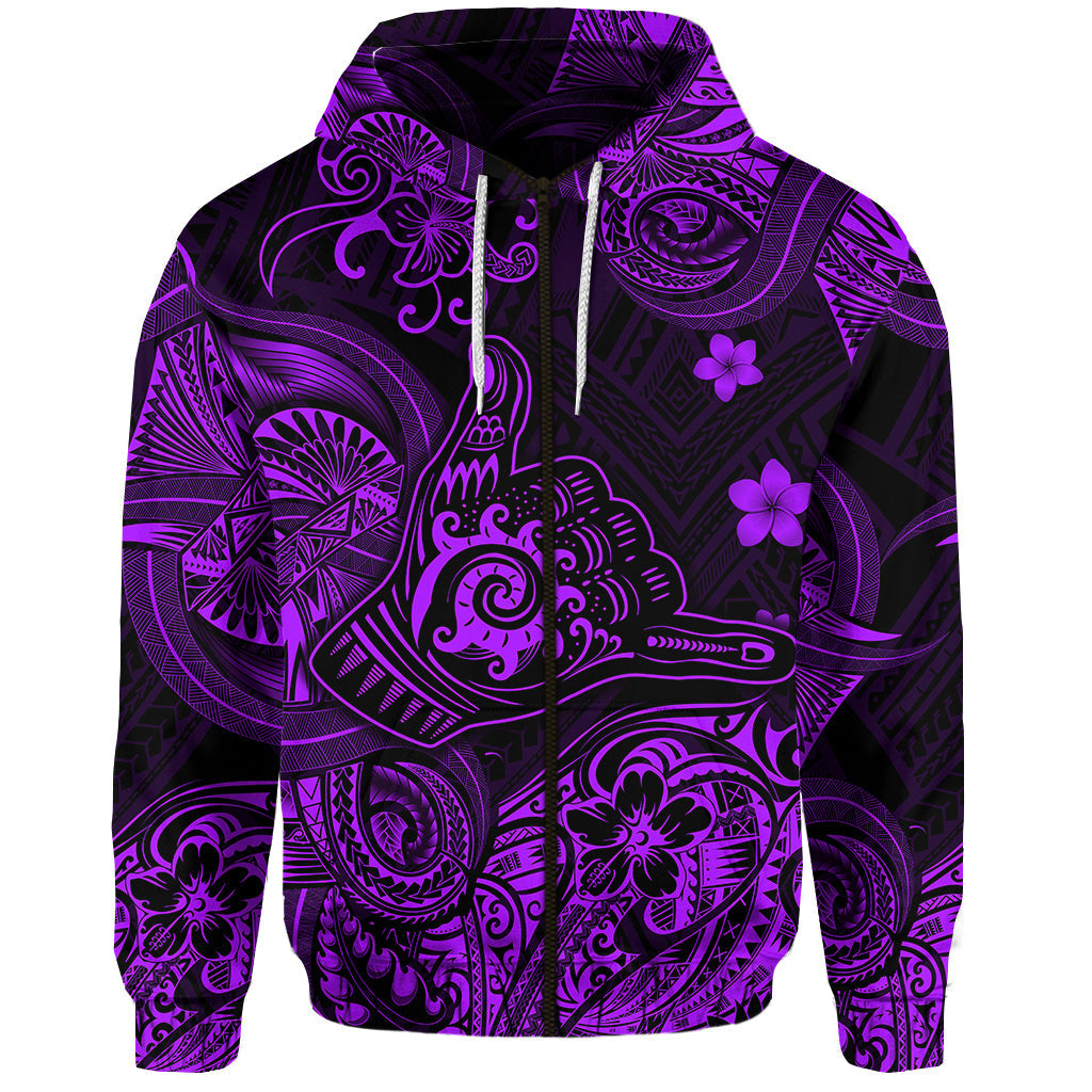 Hawaii Shaka Polynesian Zip Hoodie Unique Style Purple