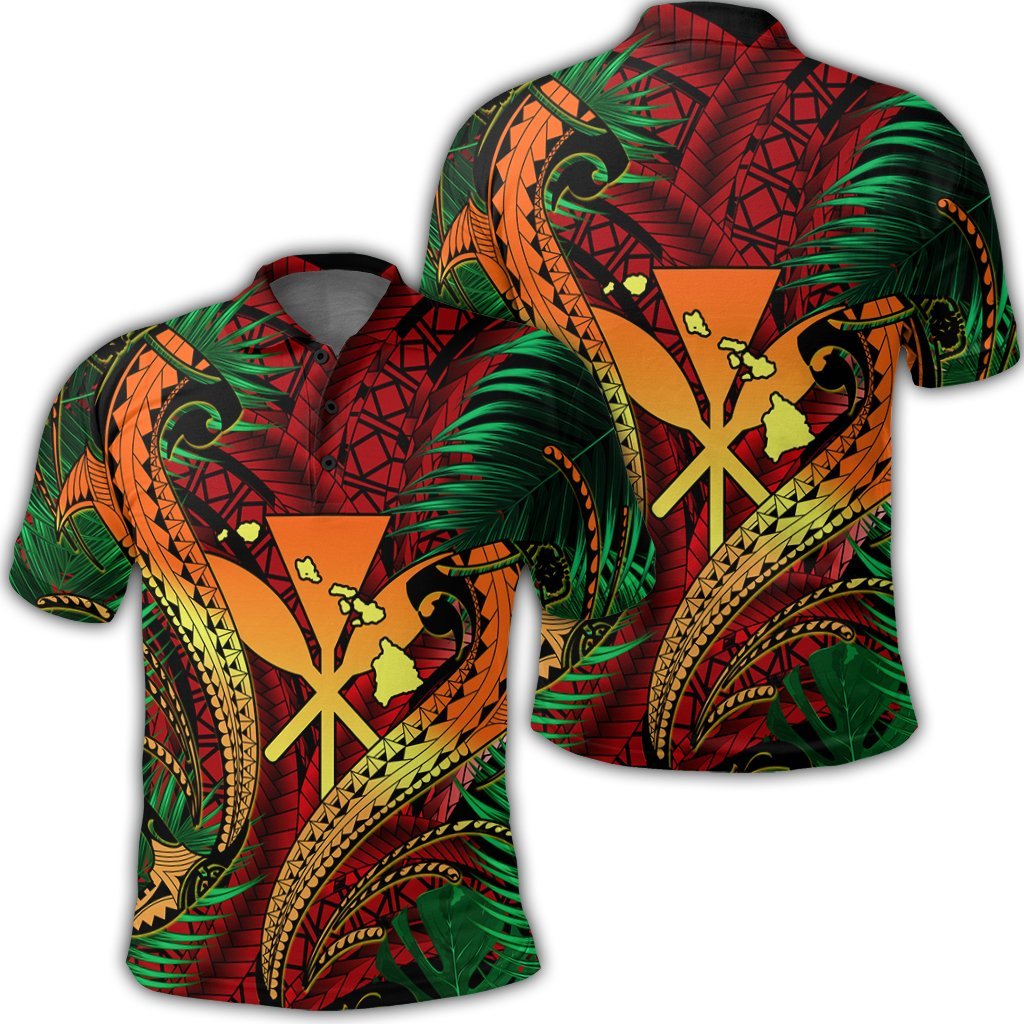 Hawaii Shark Polynesian Tropical Polo Shirt - Red - AH