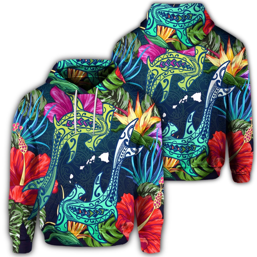 Hawaiian Shark Tropical Color Hoodie