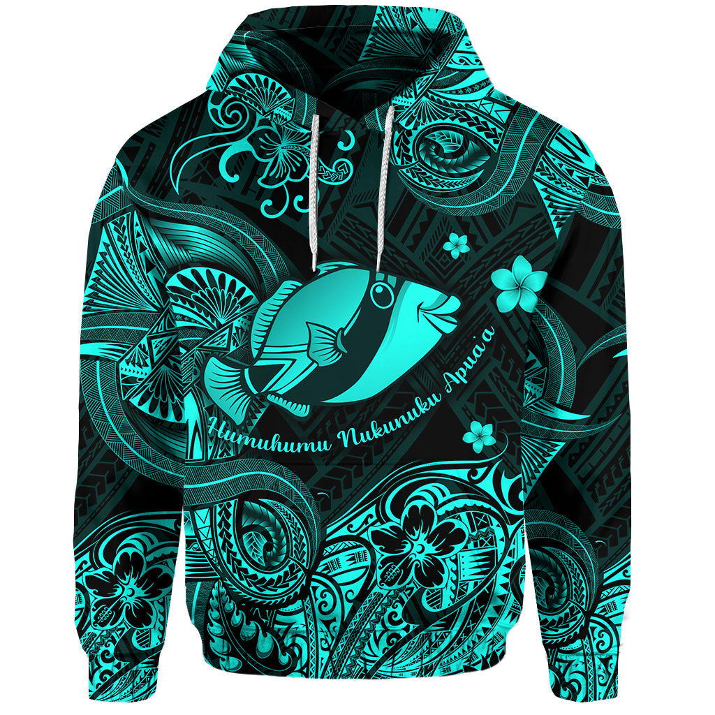 ( Personalised) Hawaii State Fish: Humuhumu Nukunuku Apua'a Polynesian Hoodie Unique Style Turquoise