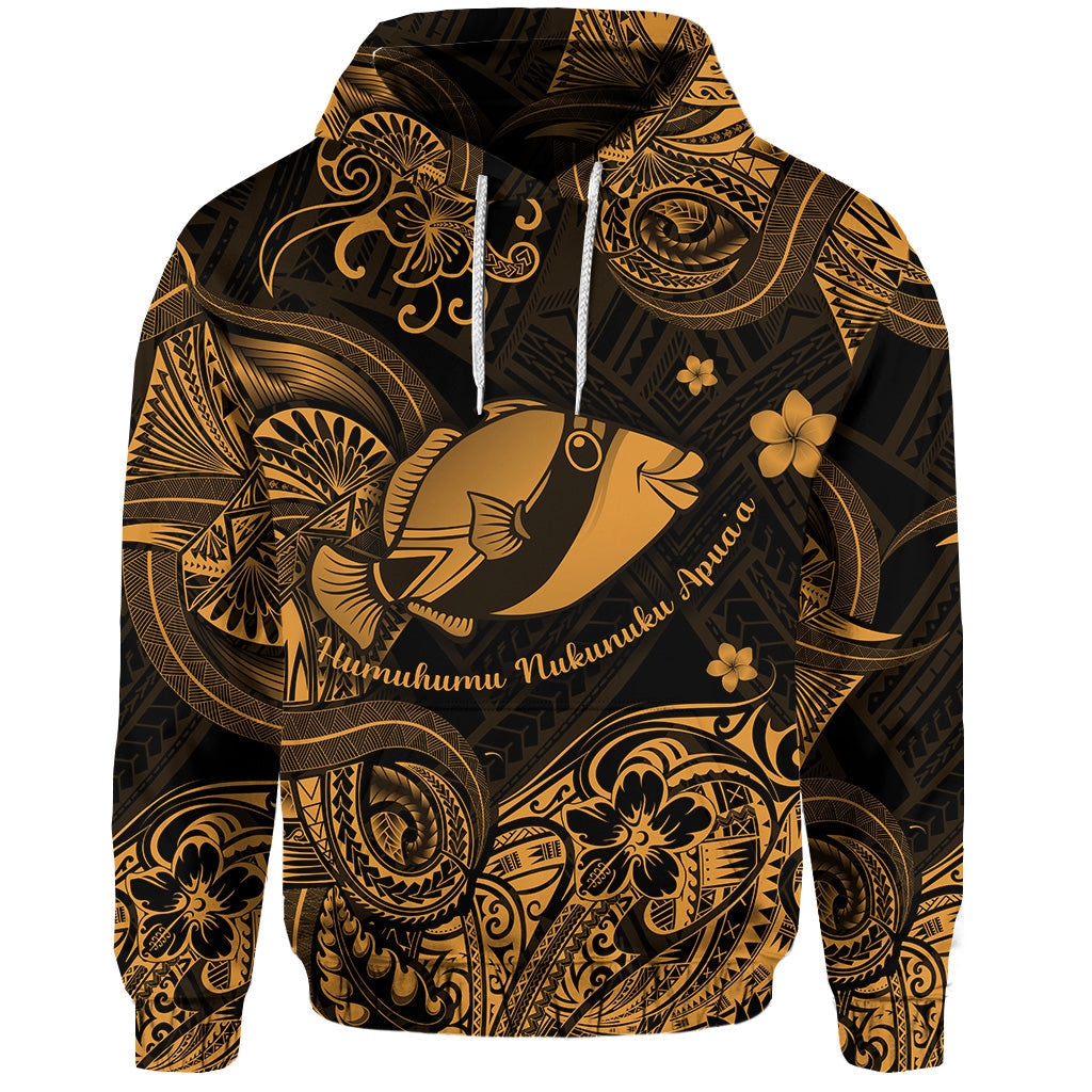 ( Personalised) Hawaii State Fish: Humuhumu Nukunuku Apua'a Polynesian Hoodie Unique Style Gold