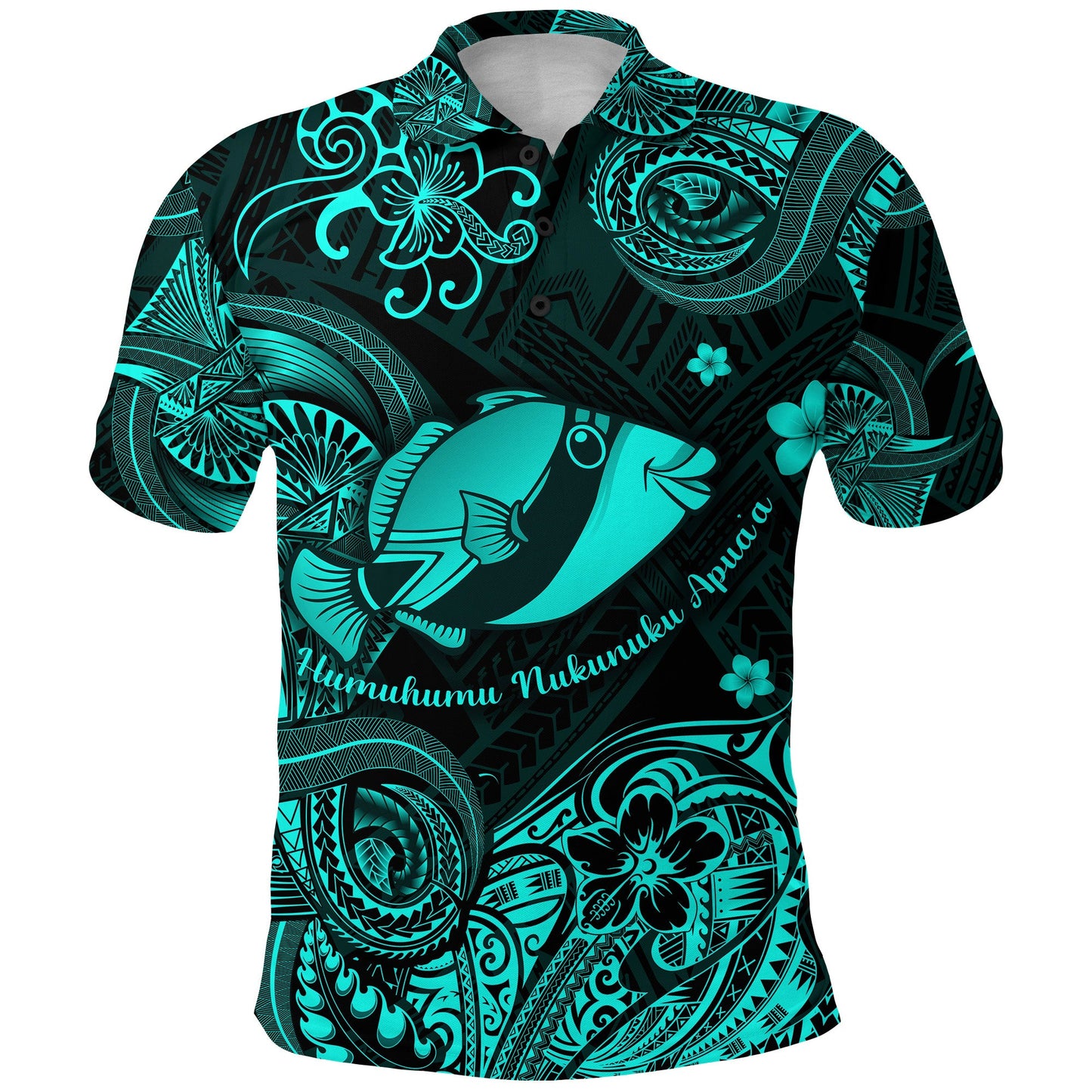 Hawaii State Fish: Humuhumu Nukunuku Apua'a Polynesian Polo Shirt Unique Style - Turquoise