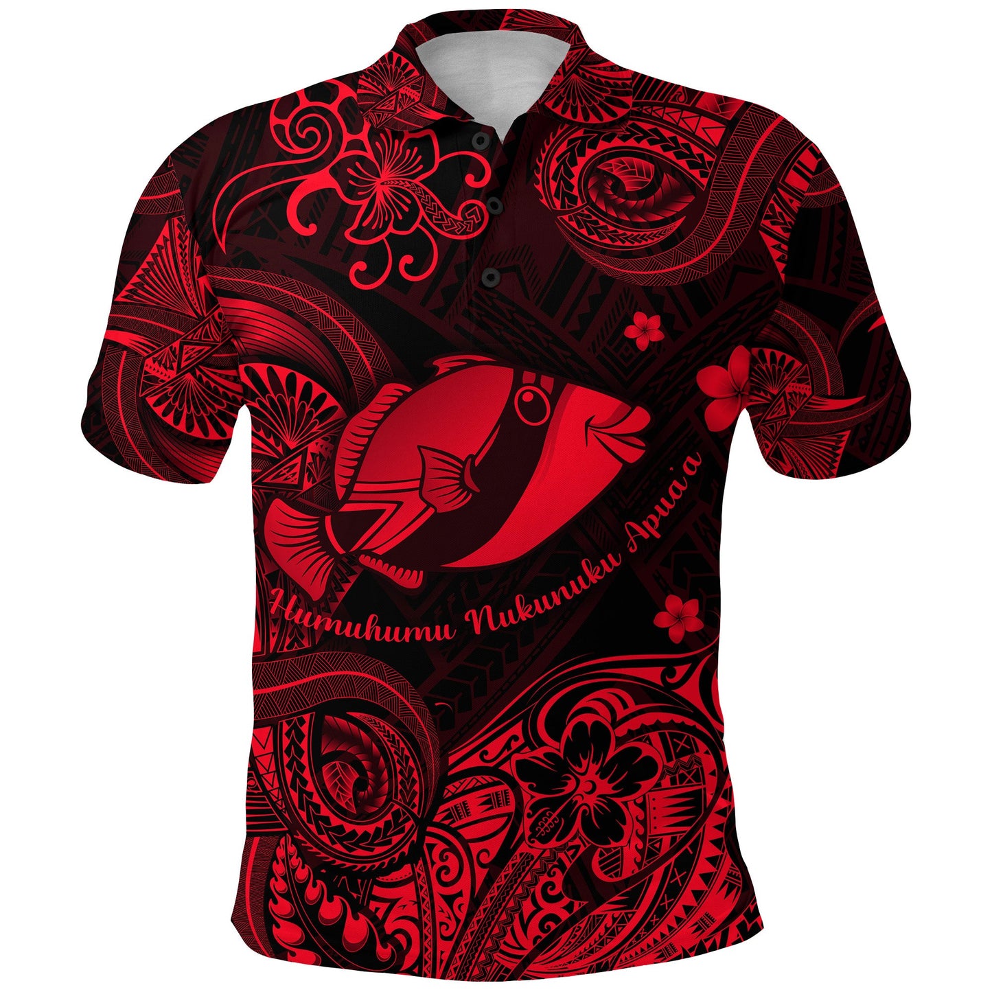 Hawaii State Fish: Humuhumu Nukunuku Apua'a Polynesian Polo Shirt Unique Style - Red