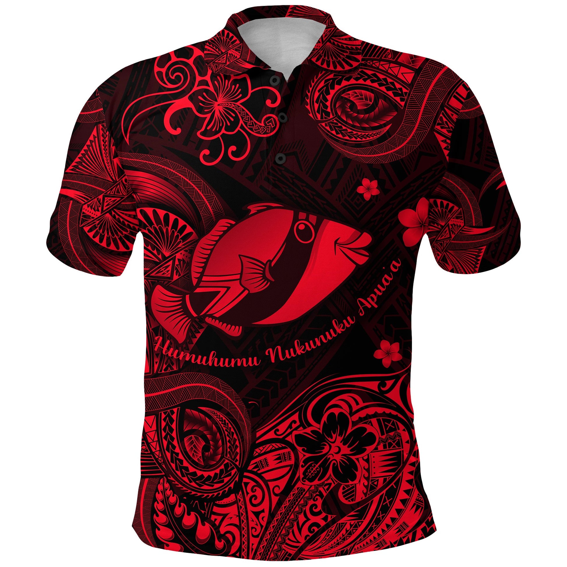 Hawaii State Fish: Humuhumu Nukunuku Apua'a Polynesian Polo Shirt Unique Style - Red