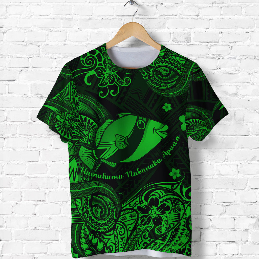 Hawaii State Fish: Humuhumu Nukunuku Apua'a Polynesian T Shirt Unique Style Green