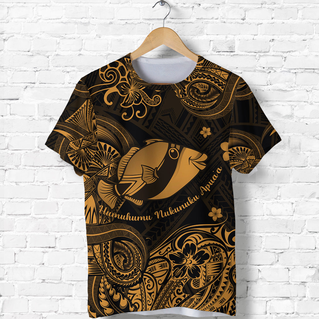 Hawaii State Fish: Humuhumu Nukunuku Apua'a Polynesian T Shirt Unique Style Gold