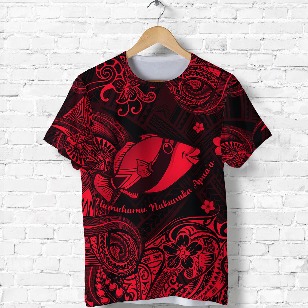 Hawaii State Fish: Humuhumu Nukunuku Apua'a Polynesian T Shirt Unique Style Red