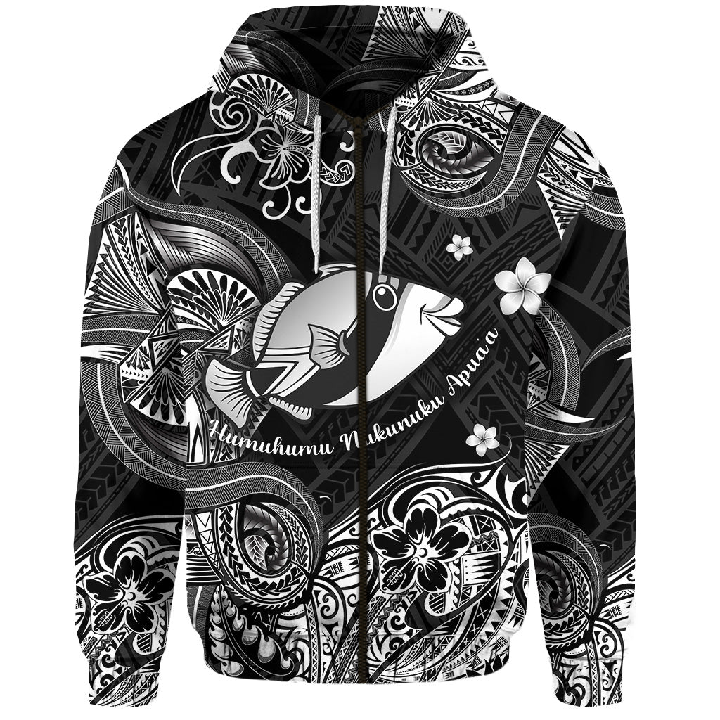 Hawaii State Fish: Humuhumu Nukunuku Apua'a Polynesian Zip Hoodie Unique Style Black