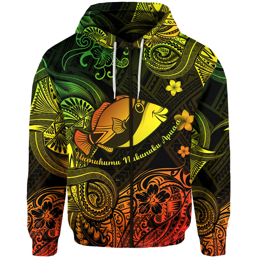 ( Personalised) Hawaii State Fish: Humuhumu Nukunuku Apua'a Polynesian Zip Hoodie Unique Style Reggae