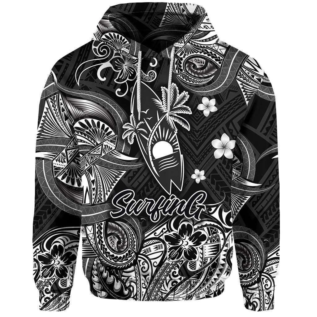 ( Personalised) Hawaii Surfing Polynesian Hoodie Unique Style Black